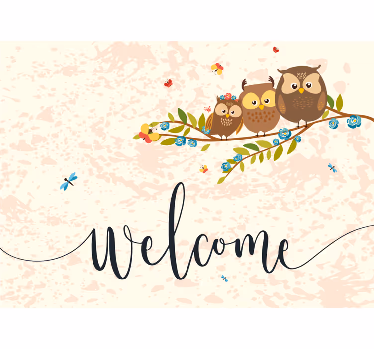 Blind children three owls and text welcome - TenStickers