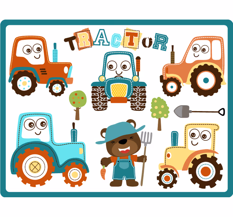 Blind children smiling tractors - TenStickers