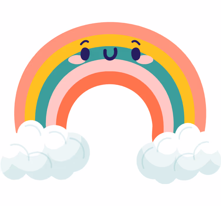 Blind children cute smiling rainbow clouds - TenStickers