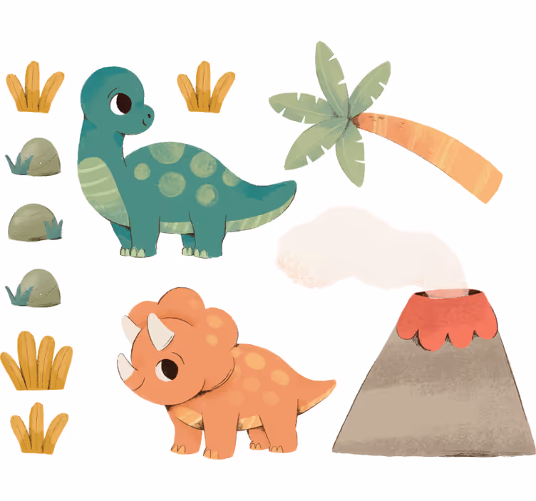 Blind children watercolor dinosaurs - TenStickers