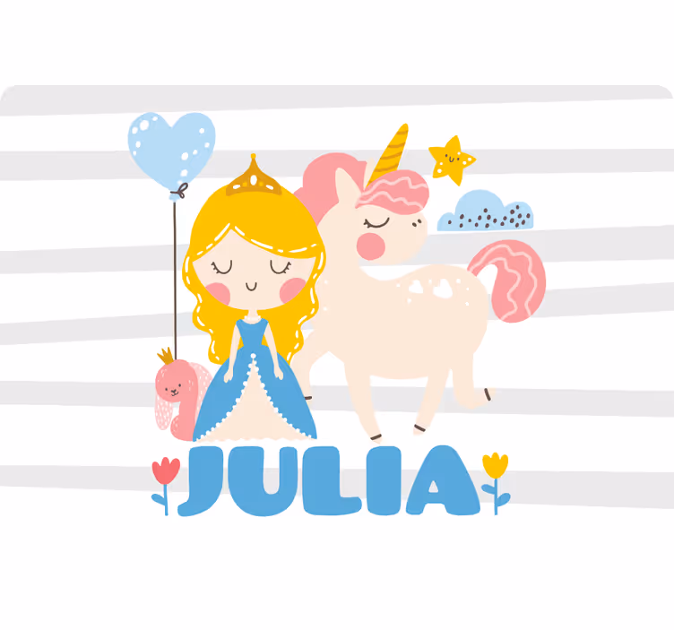 Blind children cartoon princes and unicorn - TenStickers