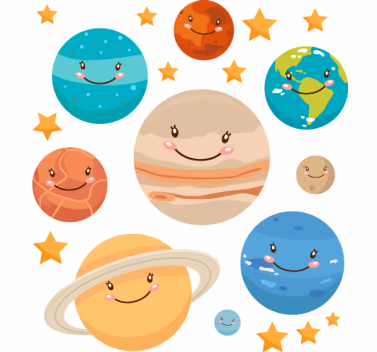 Blind children solar system planet stickers - TenStickers
