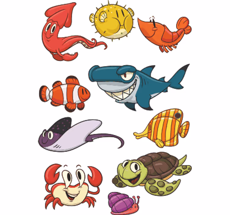 Blind children colorful fish pack - TenStickers