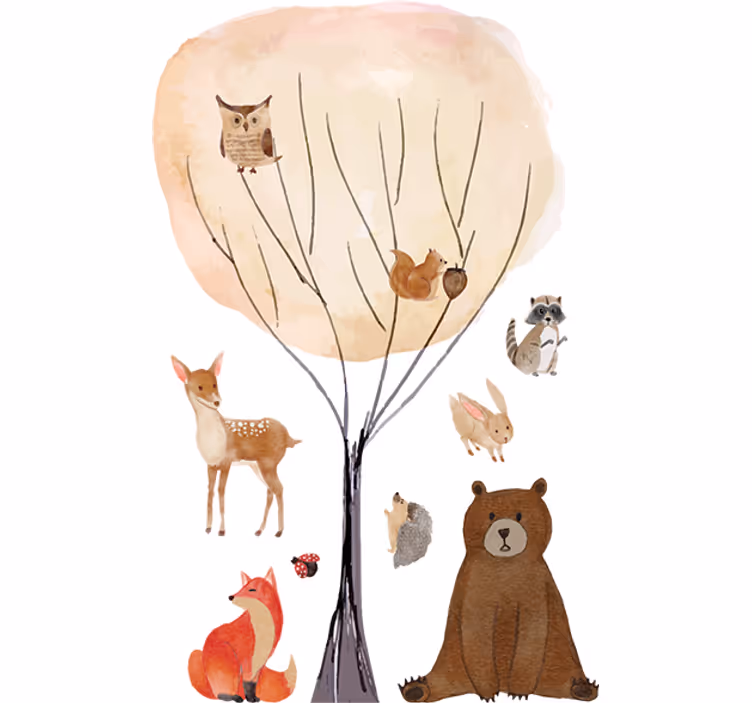 Blind children forest animals and tree - TenStickers