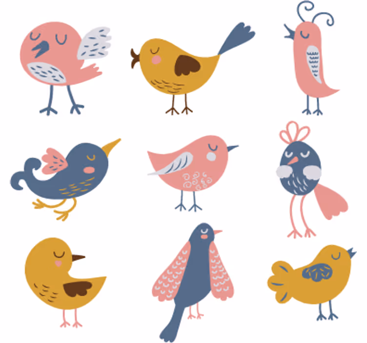 Blind children nine birds sticker - TenStickers