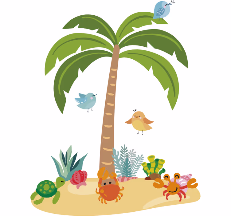 Blind children palm tree and marine animals - TenStickers