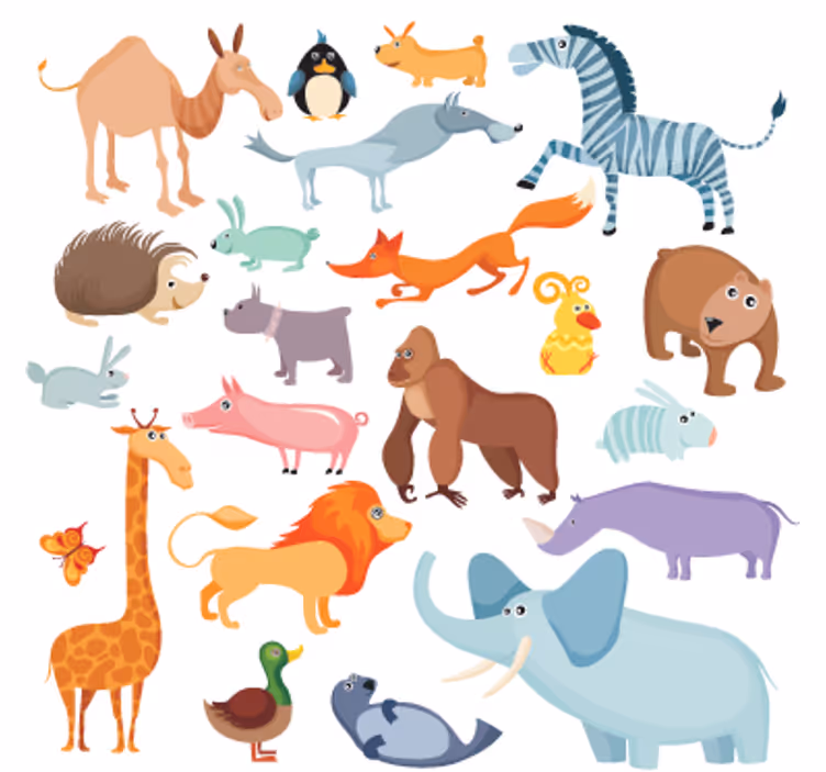 Blind children wild animal stickers - TenStickers