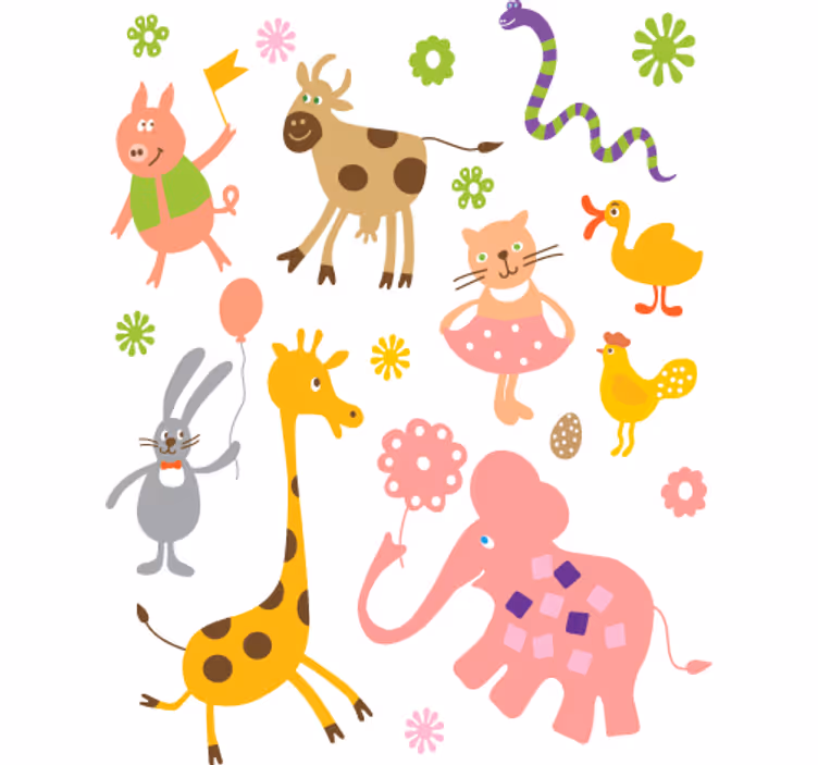 Blind children animal drawings stickers - TenStickers