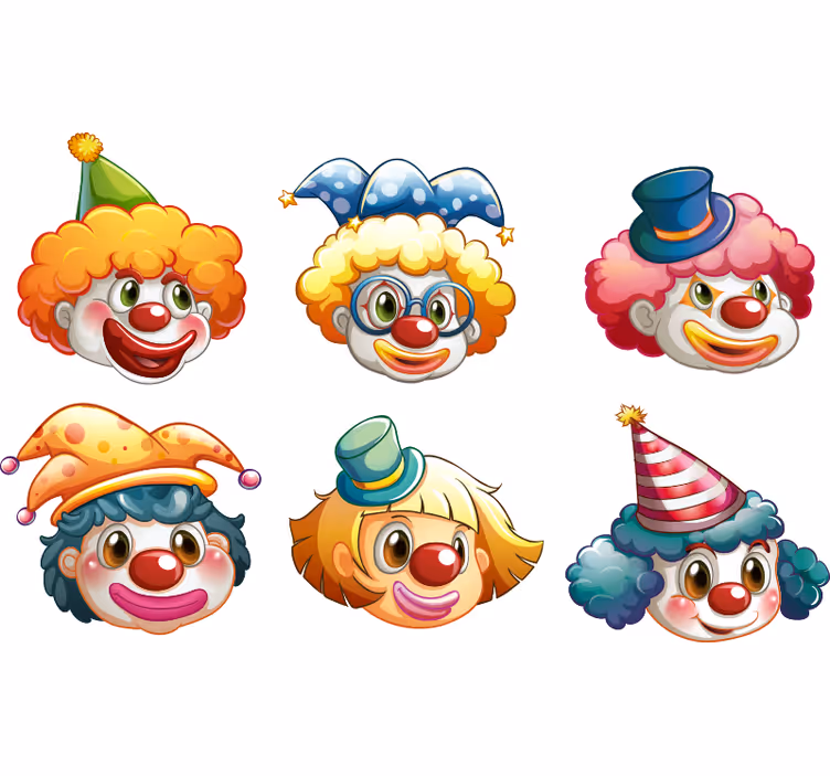 Blind children colorful clown faces - TenStickers