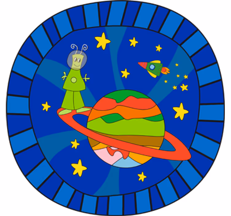 Blind children green alien vinyl wall sticker - TenStickers