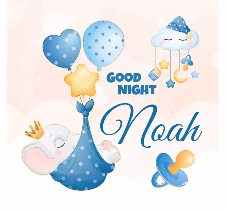 Blind children cute elephant for boy with name - TenStickers