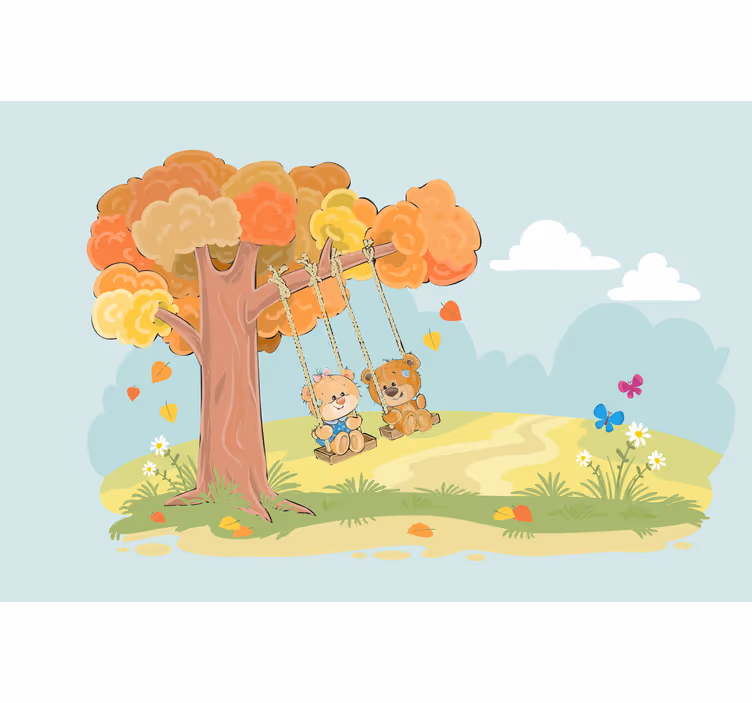 Blind children teddy bears in woodland - TenStickers