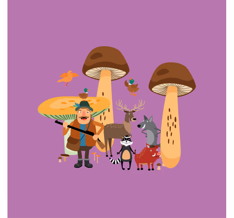 Blind children in the mushroom forest of birds - TenStickers