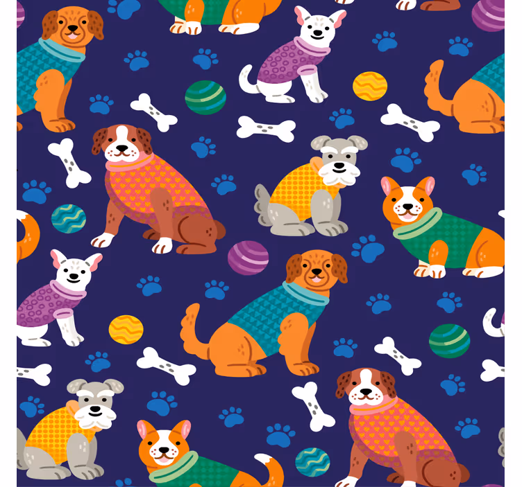 Blind children amazing colorful dogs background pattern - TenStickers