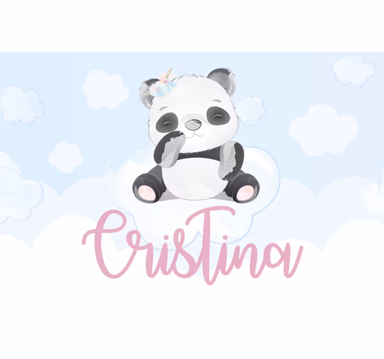 Blind children cute panda for girl with name - TenStickers