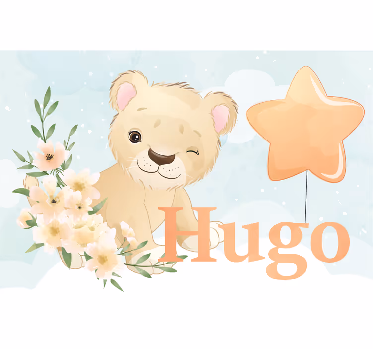 Cute lion for boy with name blind children - TenStickers
