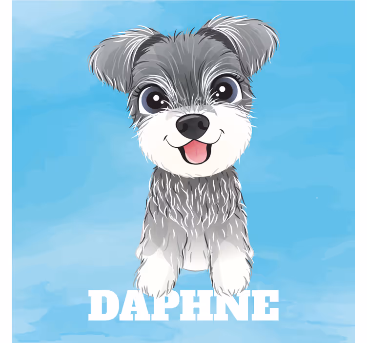 Blind children schnauzer illustration with name - TenStickers