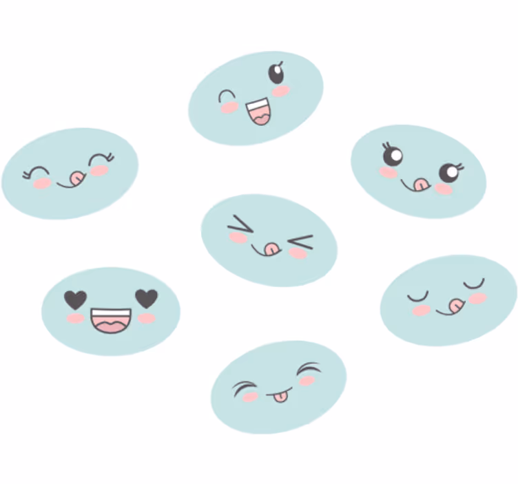 Blind children adorable anime expressions - TenStickers