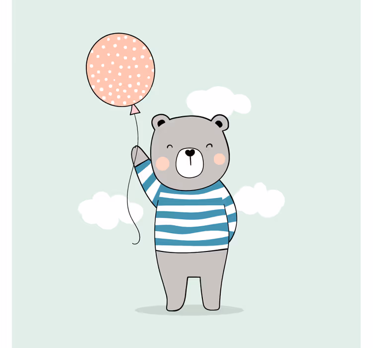 Blind children baby bear with balloon - TenStickers