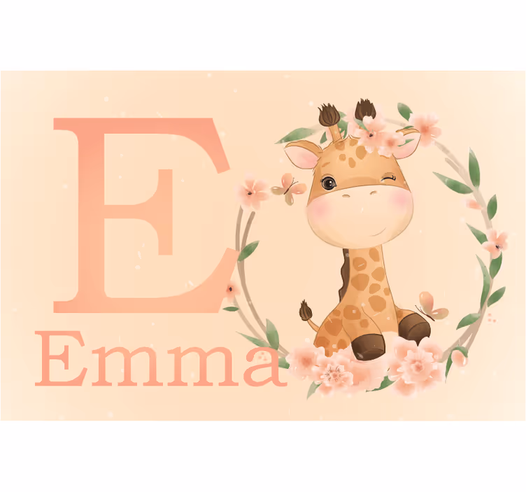 Cute giraffe for girl with name blind children - TenStickers