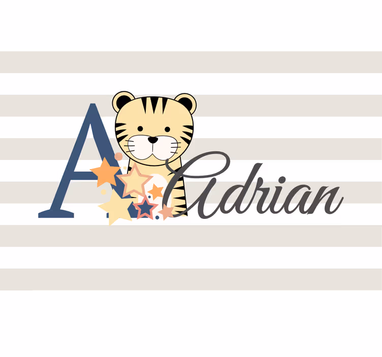 Blind children cute animal tiger with name - TenStickers