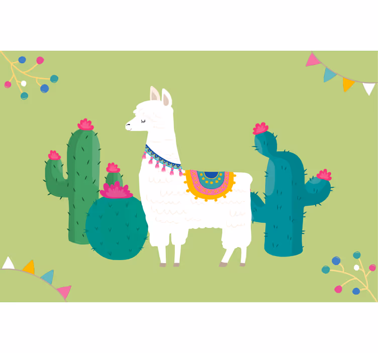 Blind children colorful llamas illustration - TenStickers