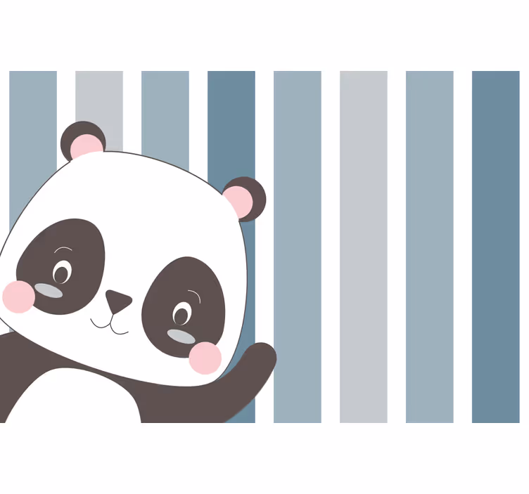 Blind children happy panda stripy background - TenStickers