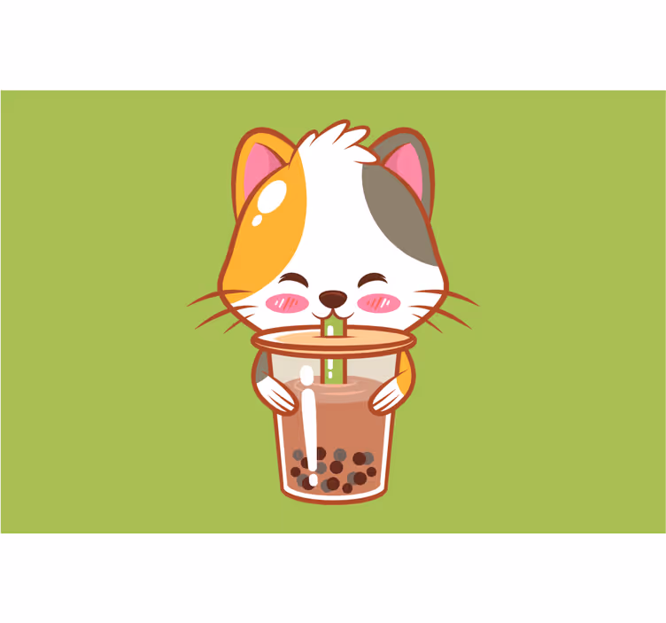 Blind children enjoying chocolate cat drinks - TenStickers