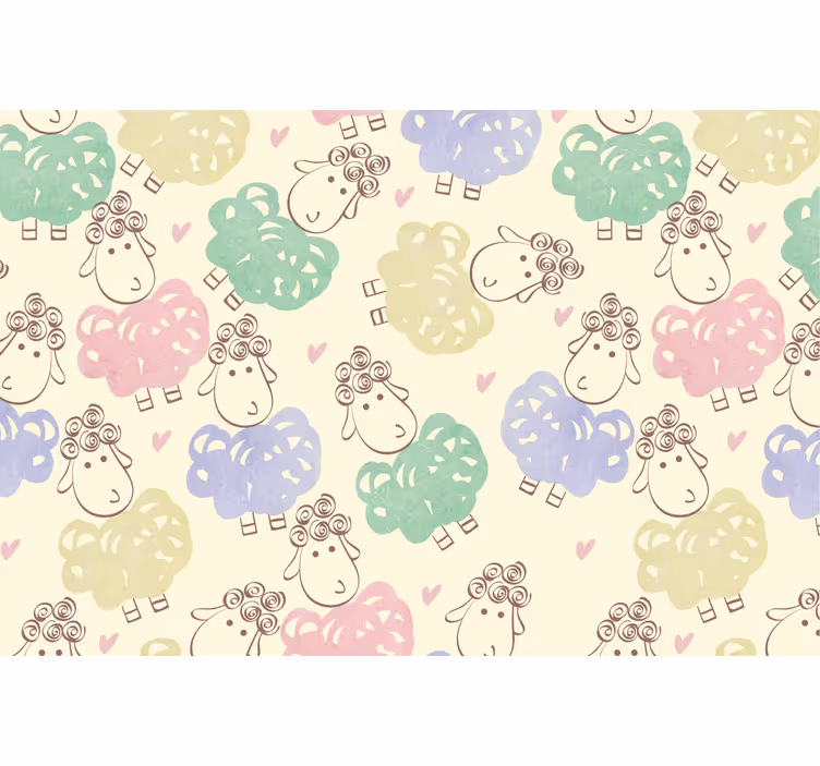 Blind children sheep doodle pattern - TenStickers