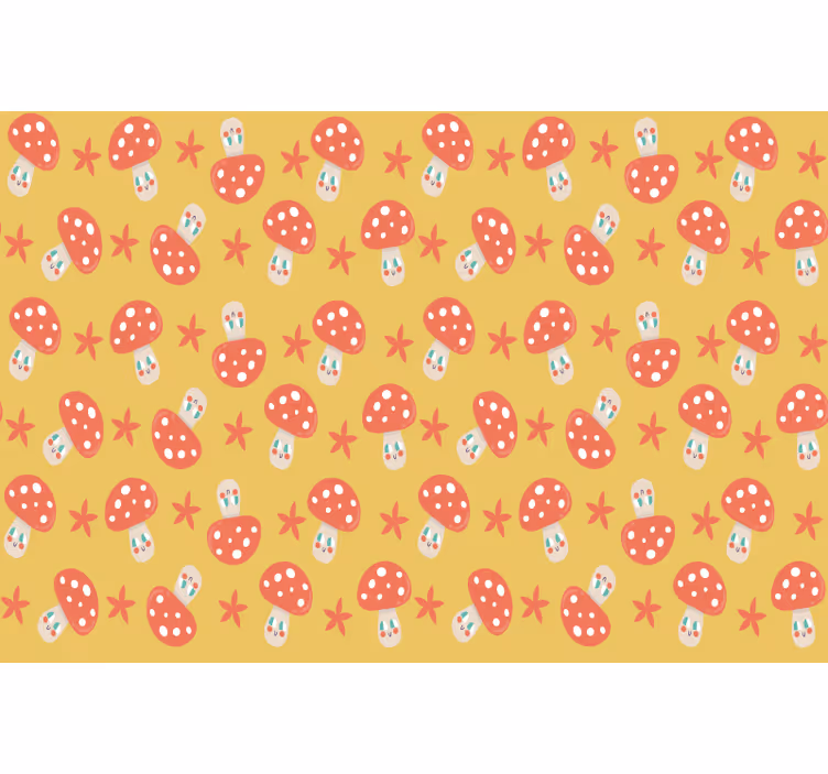 Blind children classic mushrooms with face on yellow - TenStickers