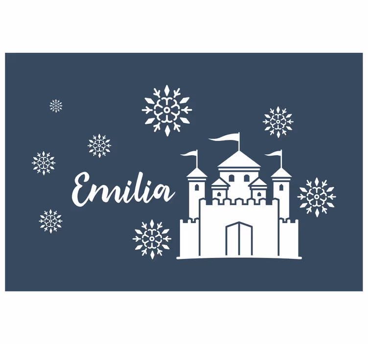 Blind children monochrome castle with snowflakes and name - TenStickers