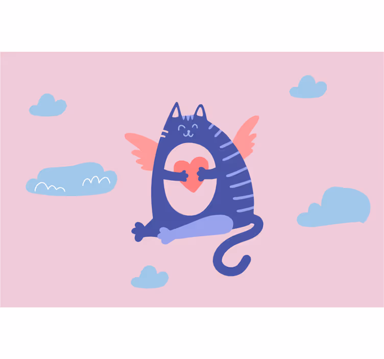 Blind children and their delightful soaring cat - TenStickers
