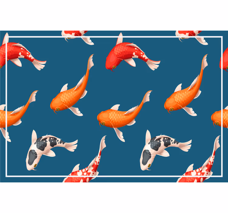 Blind children koi fish pattern on blue background - TenStickers