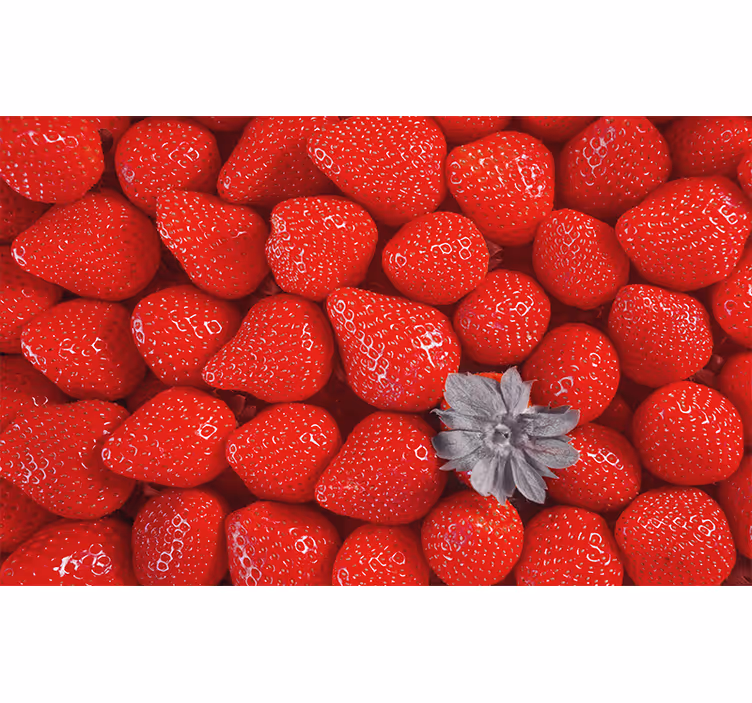 Blind kitchen wall mural with bright strawberries and bo - TenStickers