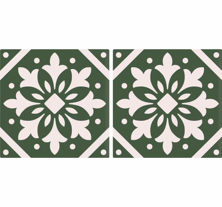 Blind kitchen with cement tile patterns on green - TenStickers