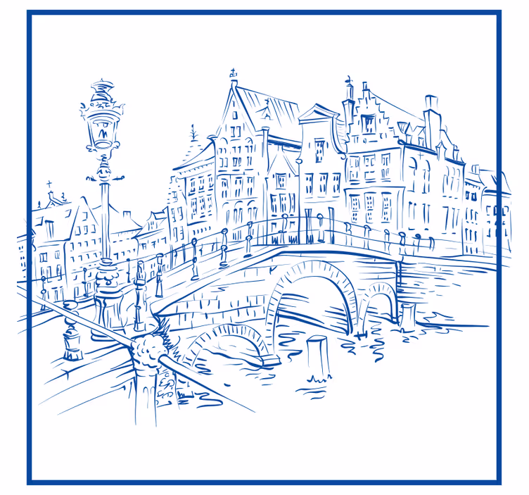 Blind kitchen delft blue canal houses - TenStickers