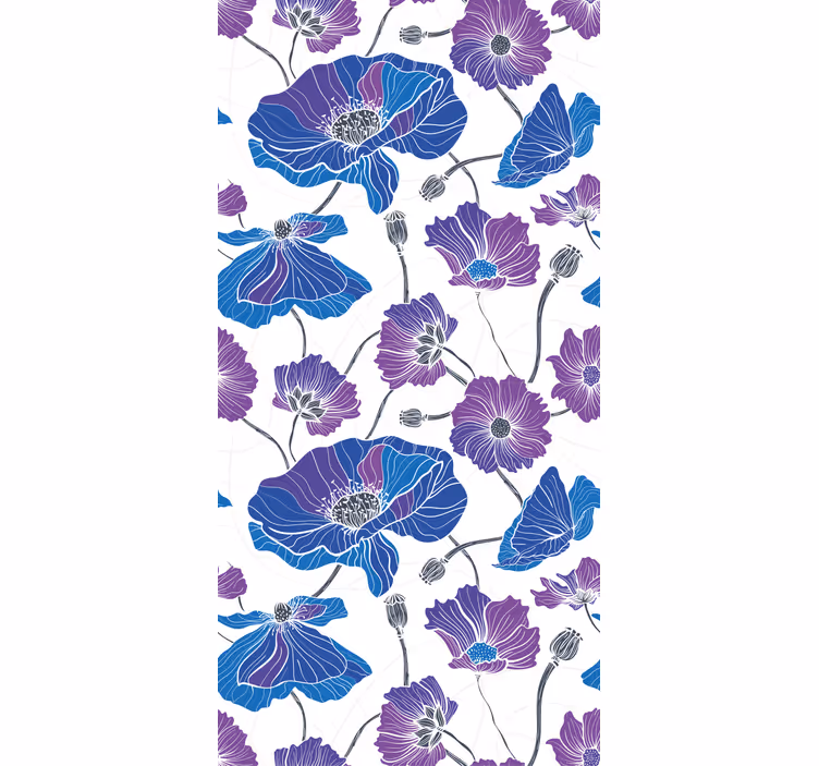 Blind kitchen blue and purple garden flowers - TenStickers