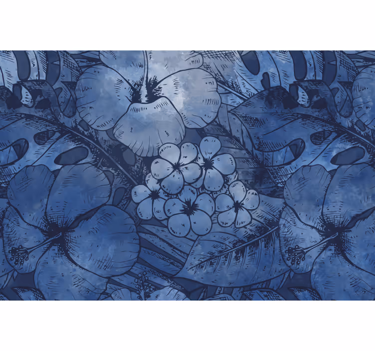 Blind blue watercolor floral design - TenStickers