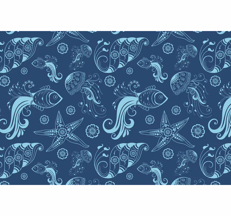 Blind blue decorative marine creatures - TenStickers