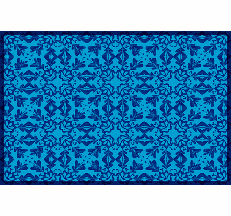 Blind blue floral mosaic placemats with border - TenStickers