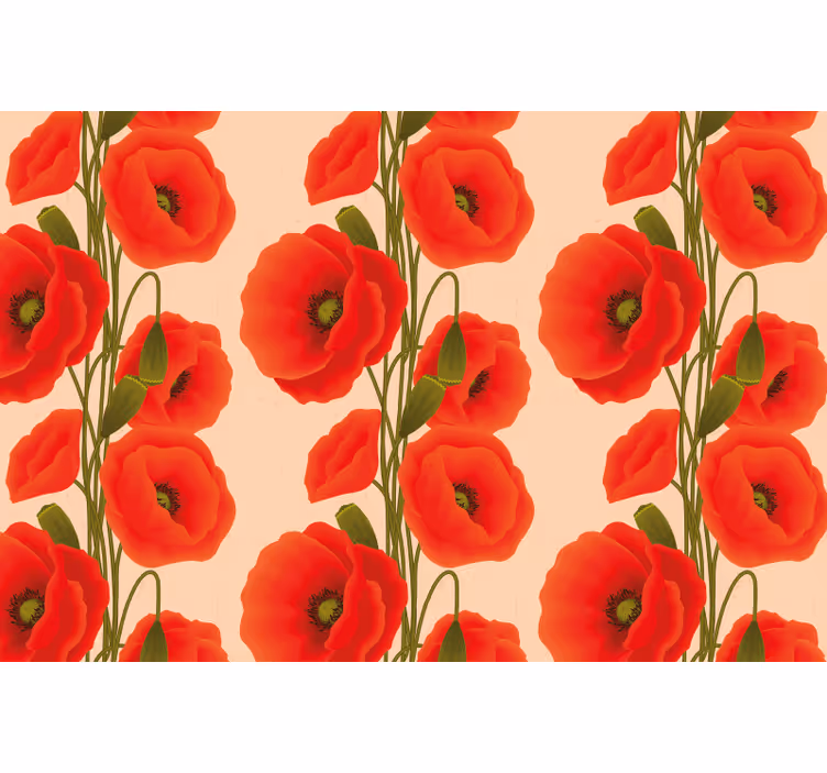 Red blind with poppies pattern - TenStickers