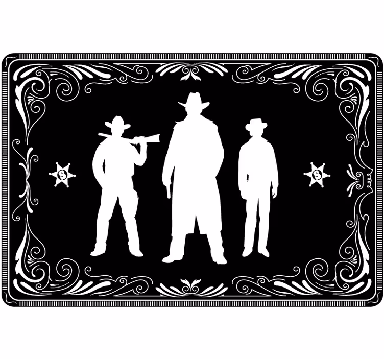 Black roller blind with cowboy and horses pattern - TenStickers