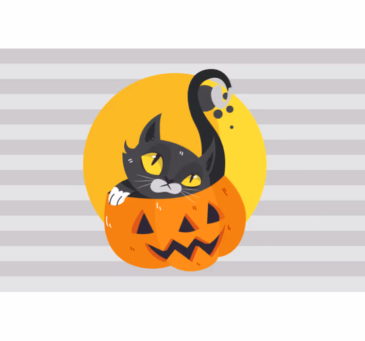 Blind grey pumpkins and black cat - TenStickers