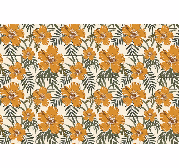 Orange blind with yellow tropical flowers - TenStickers