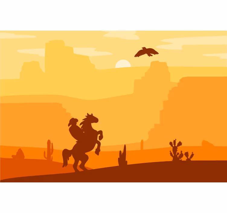 Orange blind cowboy landscape - TenStickers