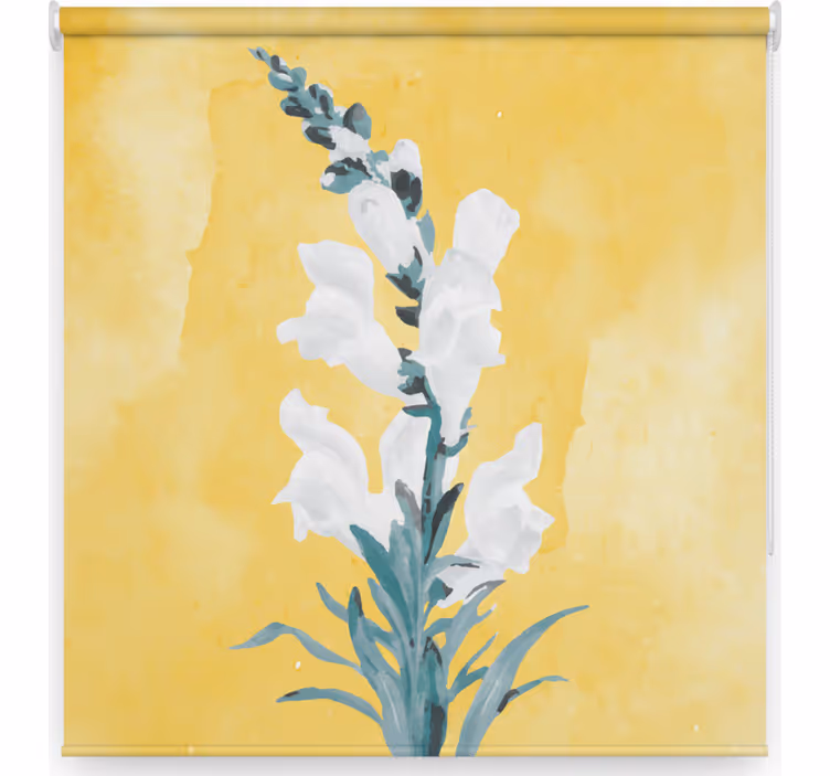 Living room blind with white flowers on yellow - TenStickers