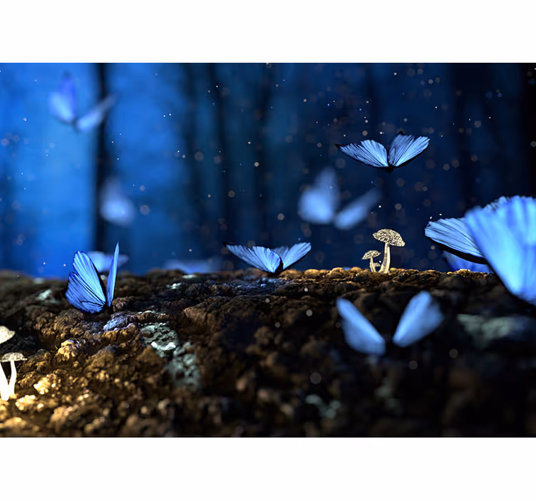 Blind bedroom blue butterfly - TenStickers