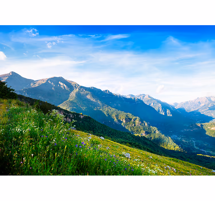Blind bedroom mountain view nature mural - TenStickers