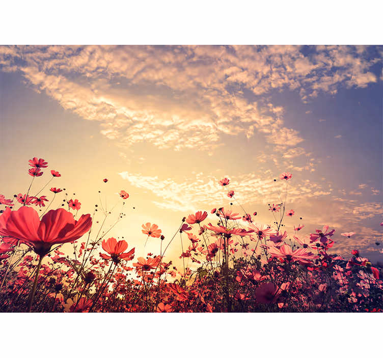 Blind bedroom with floral landscape background - TenStickers