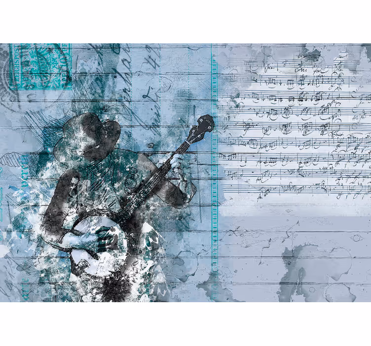 Blind bedroom abstract musical design - TenStickers